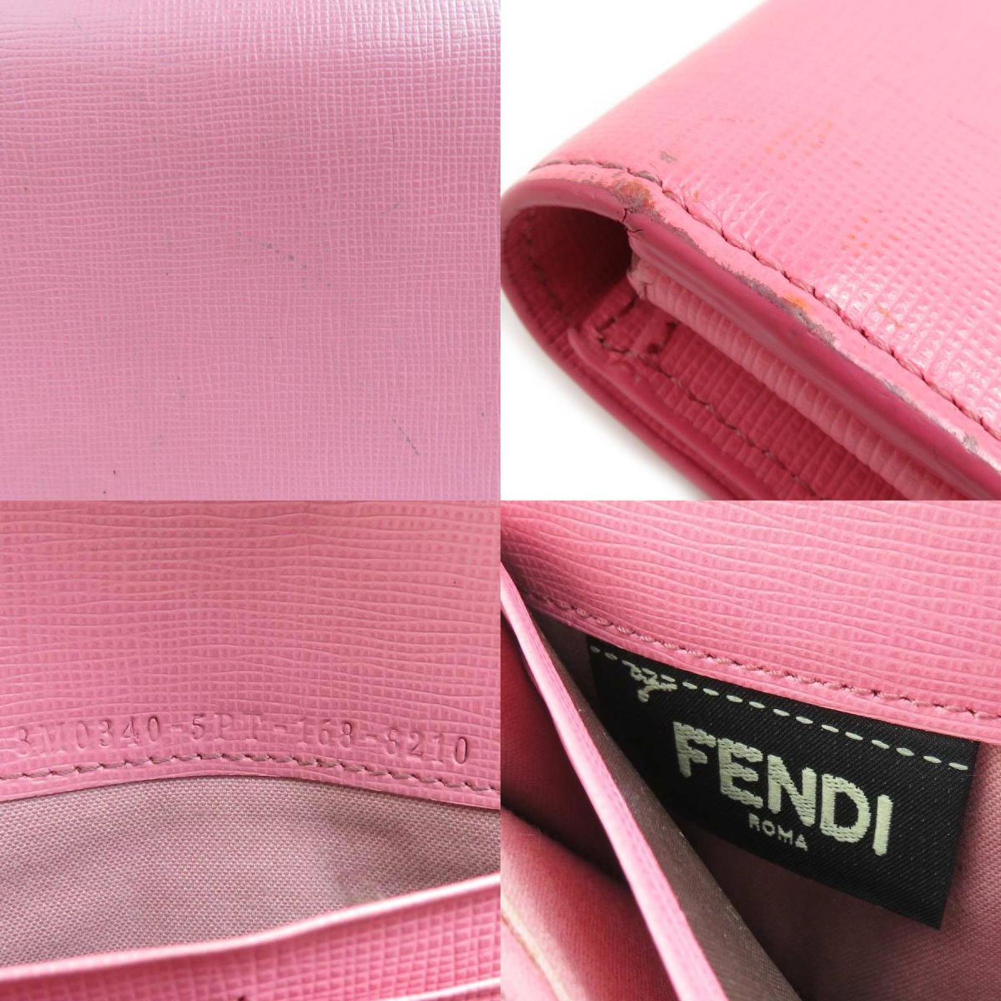 FENDI Long Wallet Monster Eye Leather Pink Black Women's 8M0340-5PT e59459a