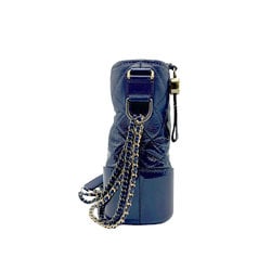 CHANEL Shoulder Bag Gabrielle de Chanel Leather Enamel Dark Blue Silver Gold Women's n0693