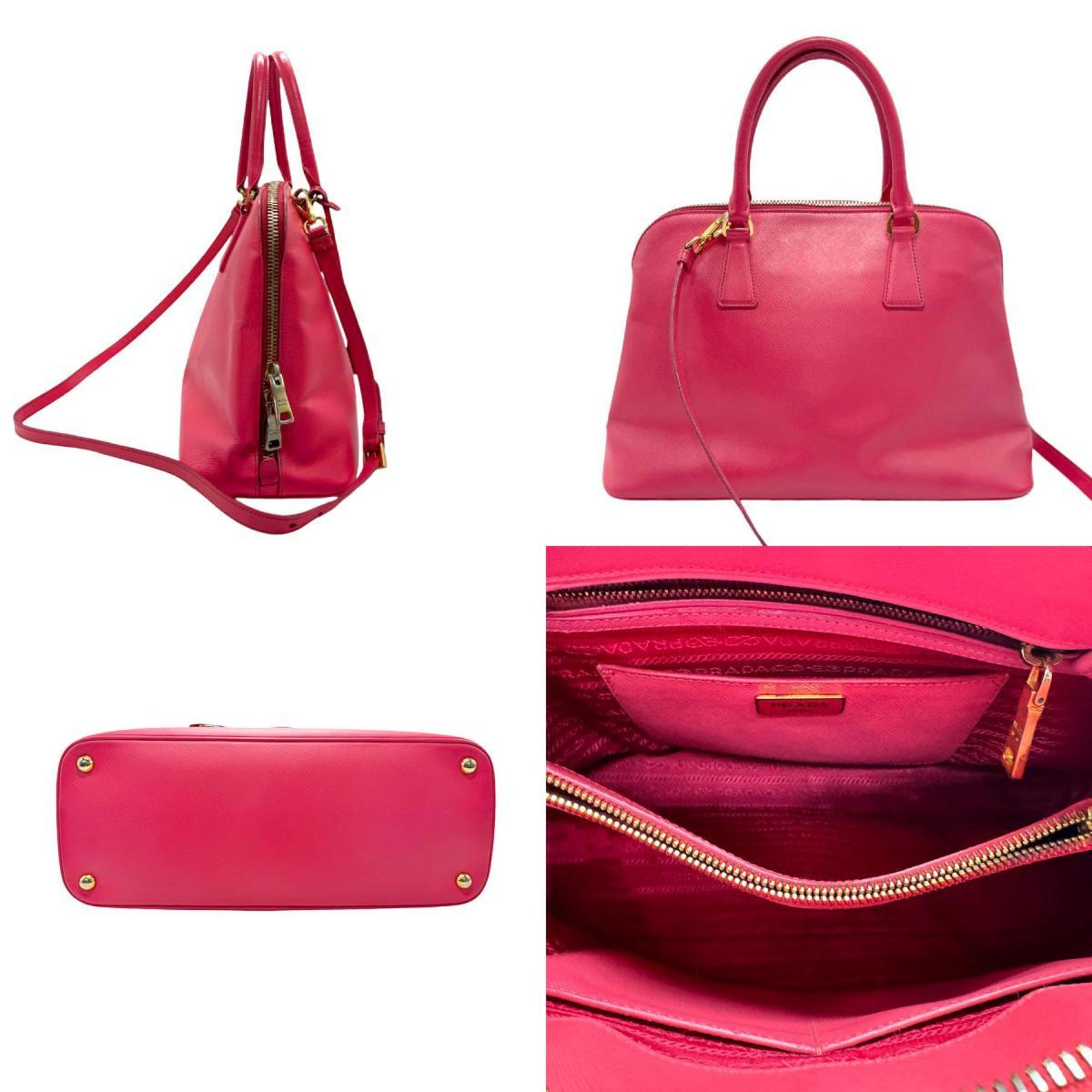 PRADA handbag shoulder bag leather pink ladies z2734