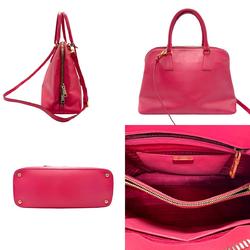 PRADA handbag shoulder bag leather pink ladies z2734