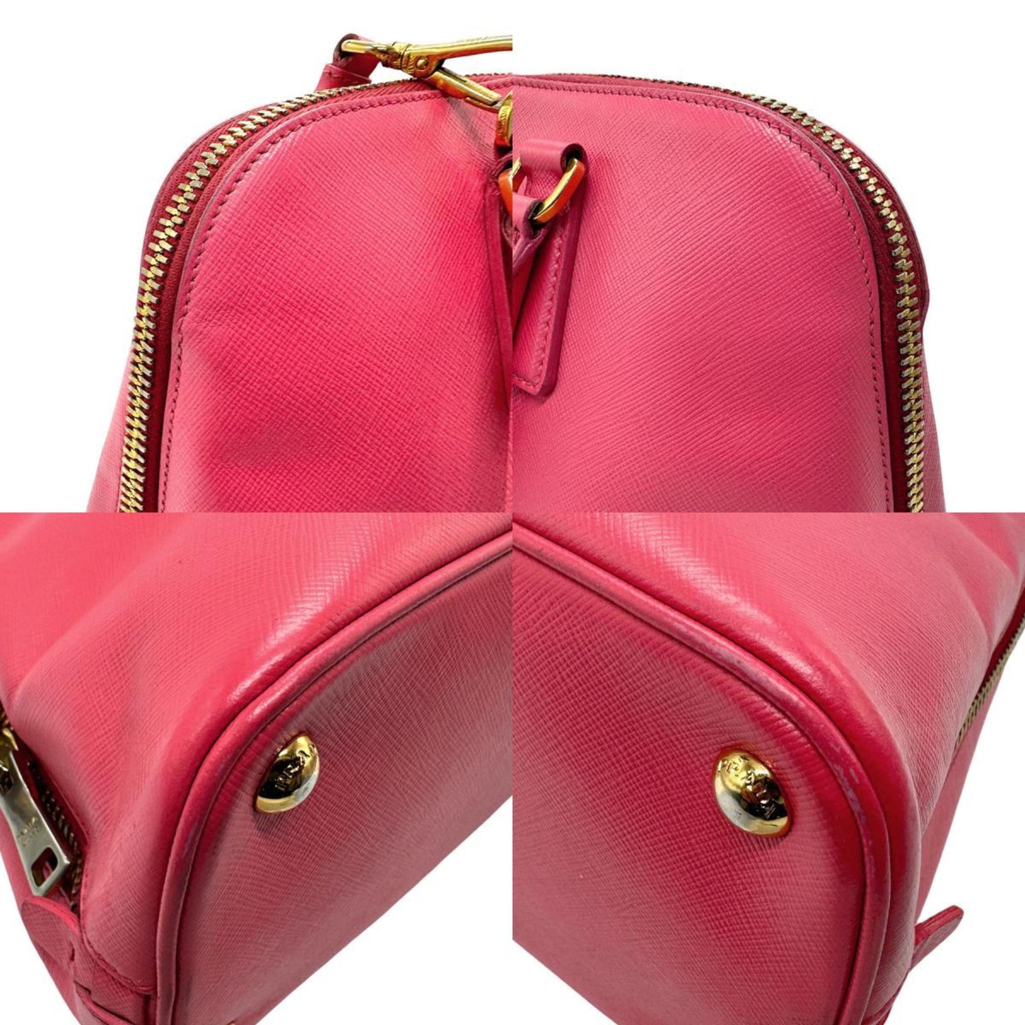 PRADA handbag shoulder bag leather pink ladies z2734