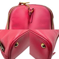 PRADA handbag shoulder bag leather pink ladies z2734