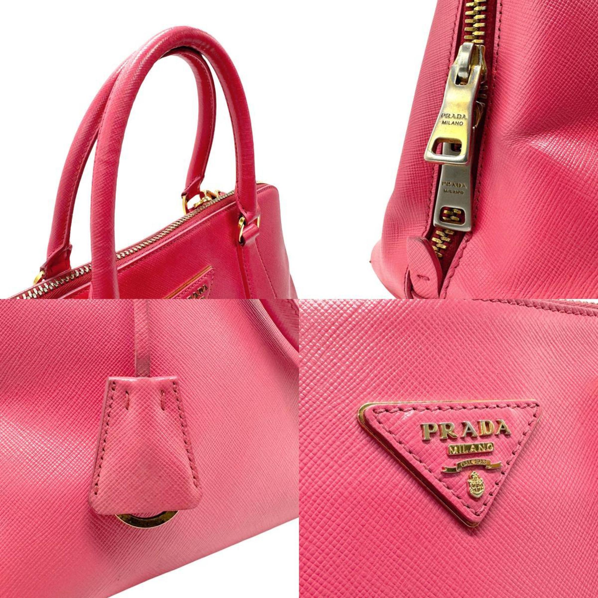 PRADA handbag shoulder bag leather pink ladies z2734