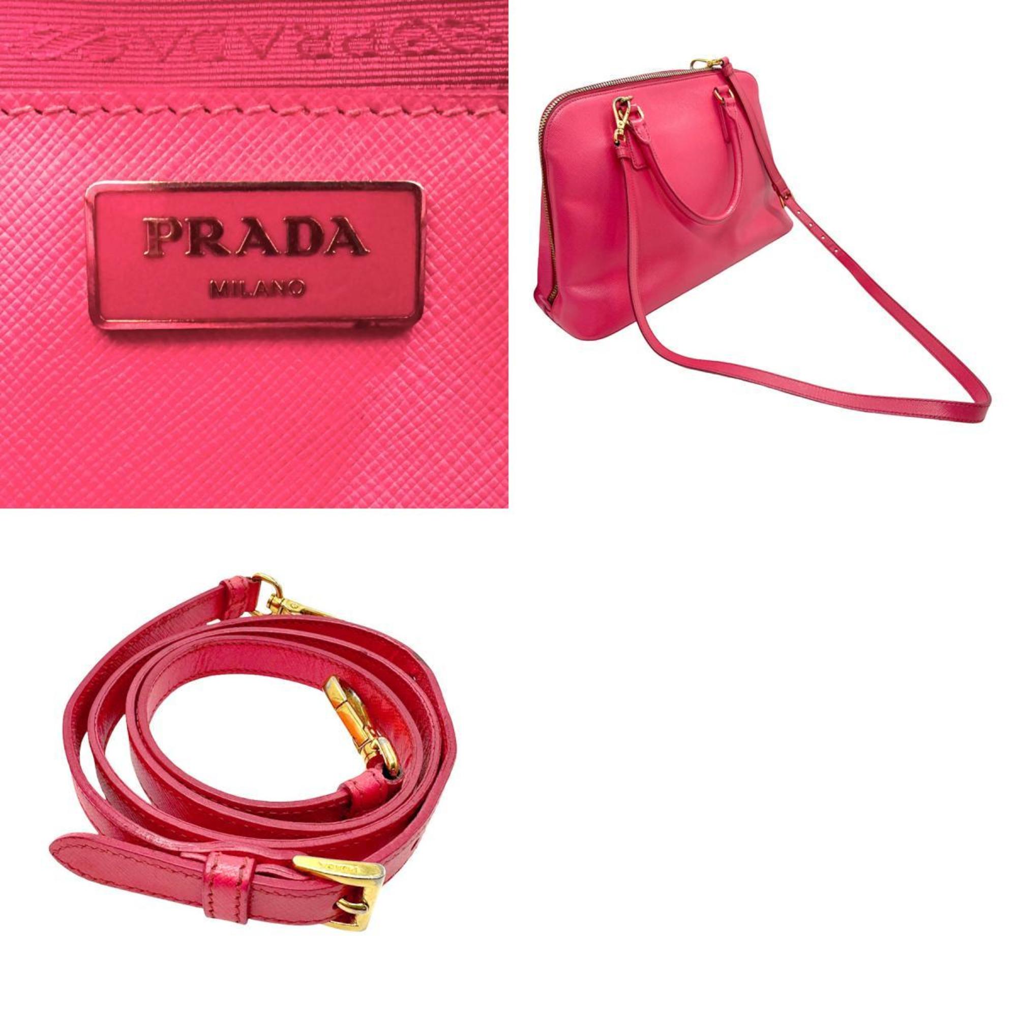 PRADA handbag shoulder bag leather pink ladies z2734