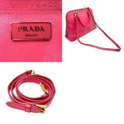 PRADA handbag shoulder bag leather pink ladies z2734