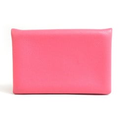 Hermes HERMES Business Card Holder/Card Case Calvi Leather Pink Women's e59501k