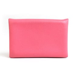 Hermes HERMES Business Card Holder/Card Case Calvi Leather Pink Women's e59501k