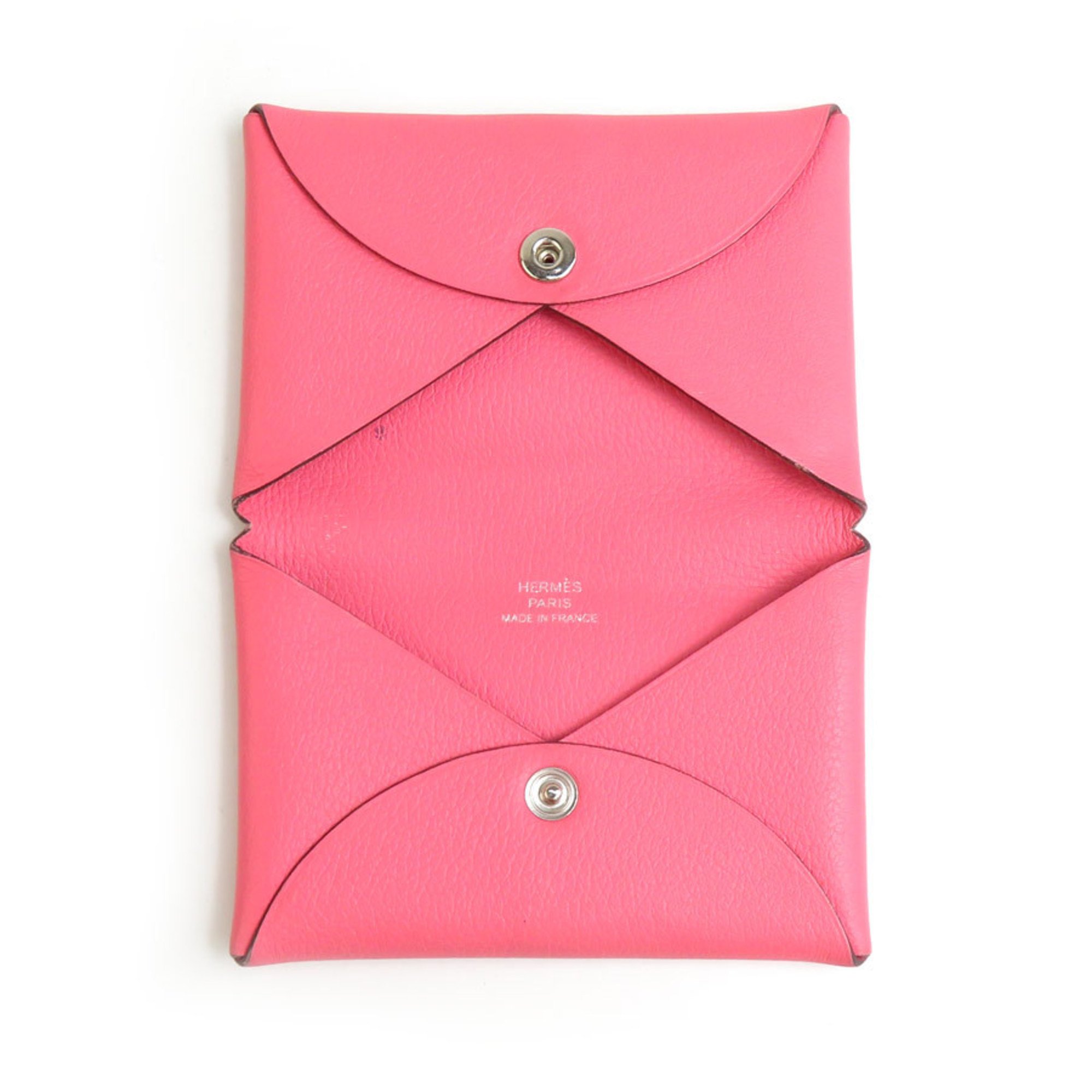 Hermes HERMES Business Card Holder/Card Case Calvi Leather Pink Women's e59501k