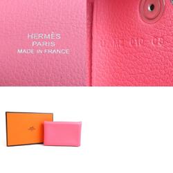 Hermes HERMES Business Card Holder/Card Case Calvi Leather Pink Women's e59501k