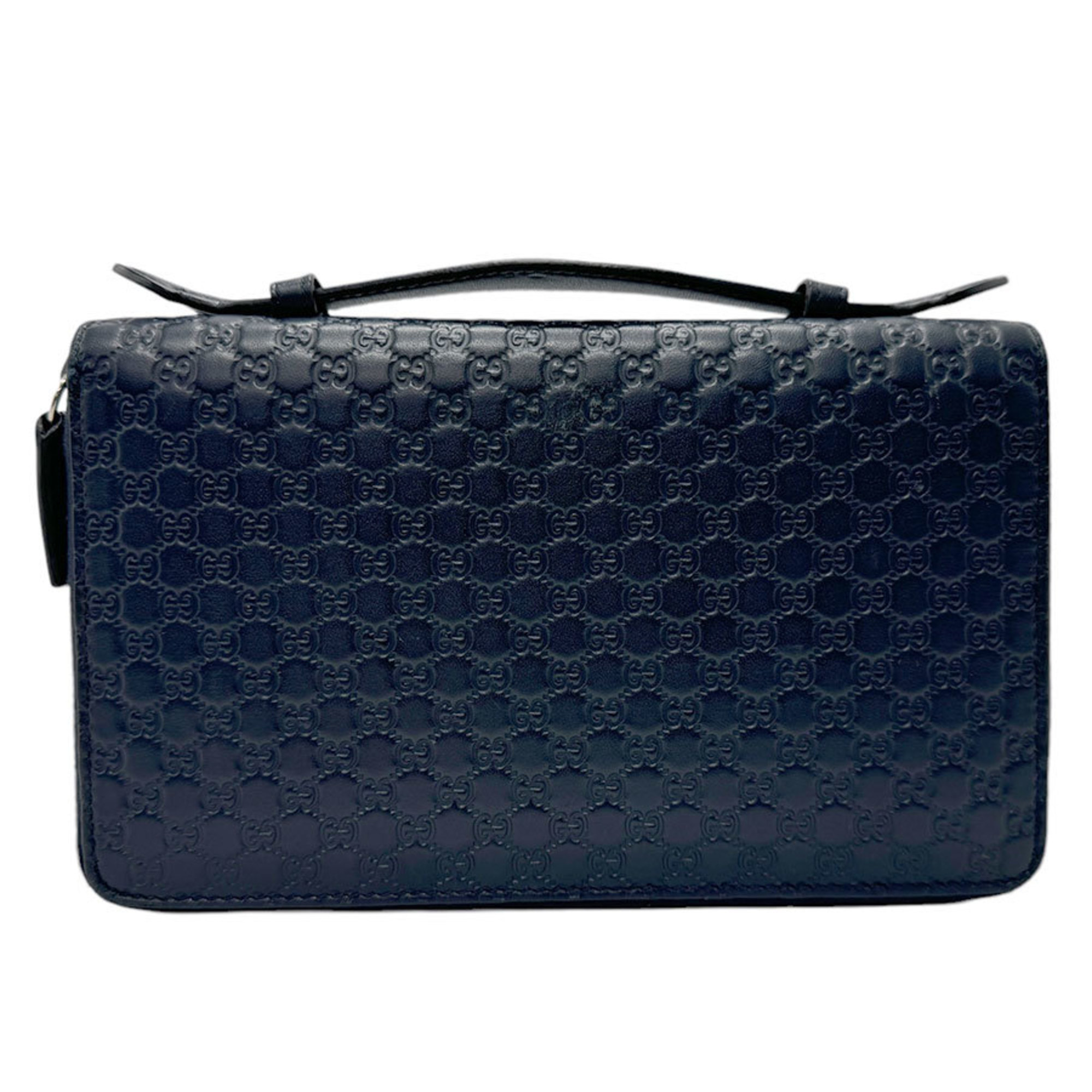 GUCCI Organizer Travel Case Second Bag Micro Guccissima Leather Navy Men's 449246 z2739