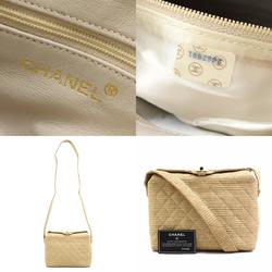 CHANEL Shoulder Bag Raffia Beige Gold Women's e59497g