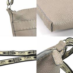 FENDI Shoulder Bag Selleria Leather Metallic Gray Silver Women's 2390-8BT093 e59454a