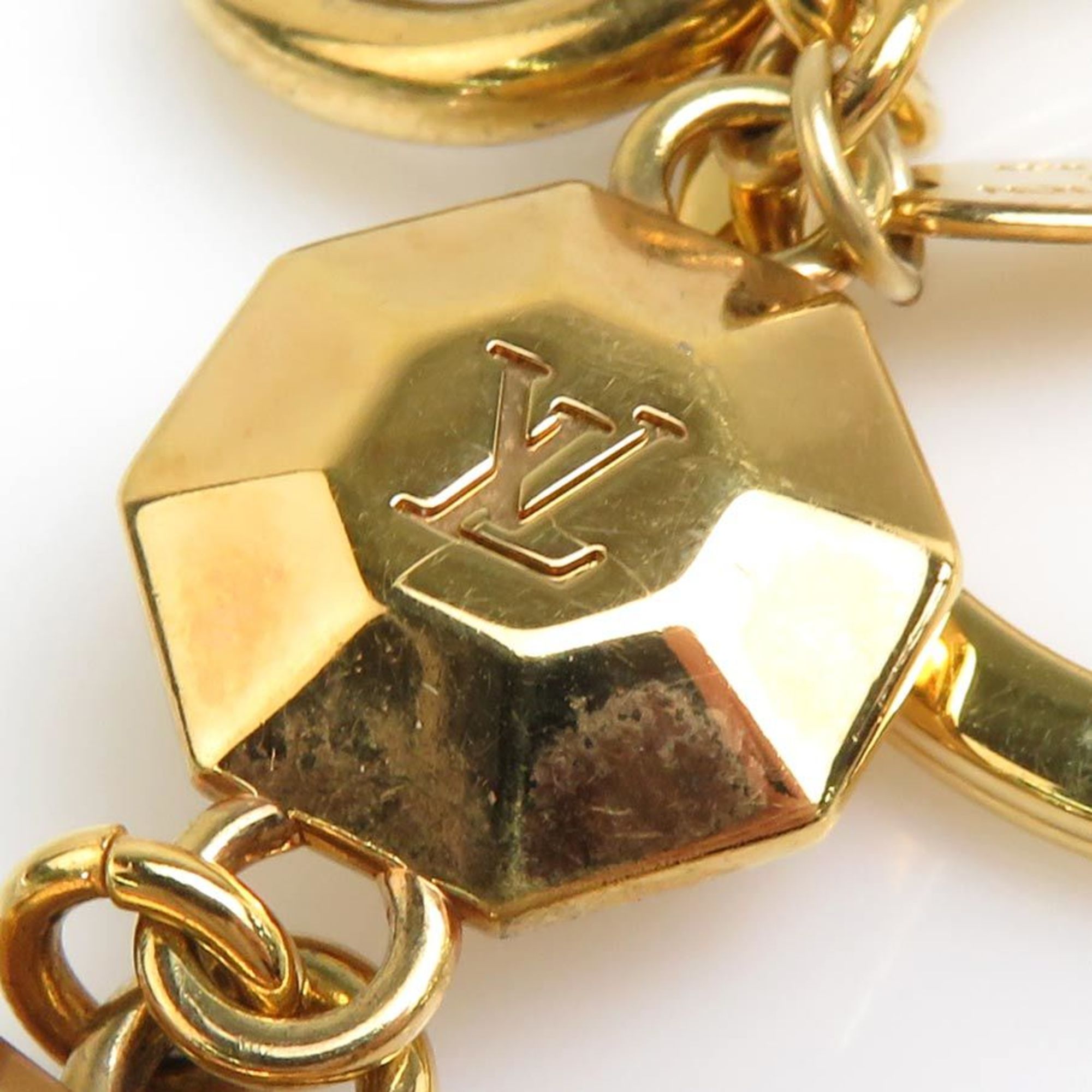 Louis Vuitton LOUIS VUITTON Key Ring Charm LV Facet Metal Gold Women's M65216 e59490a