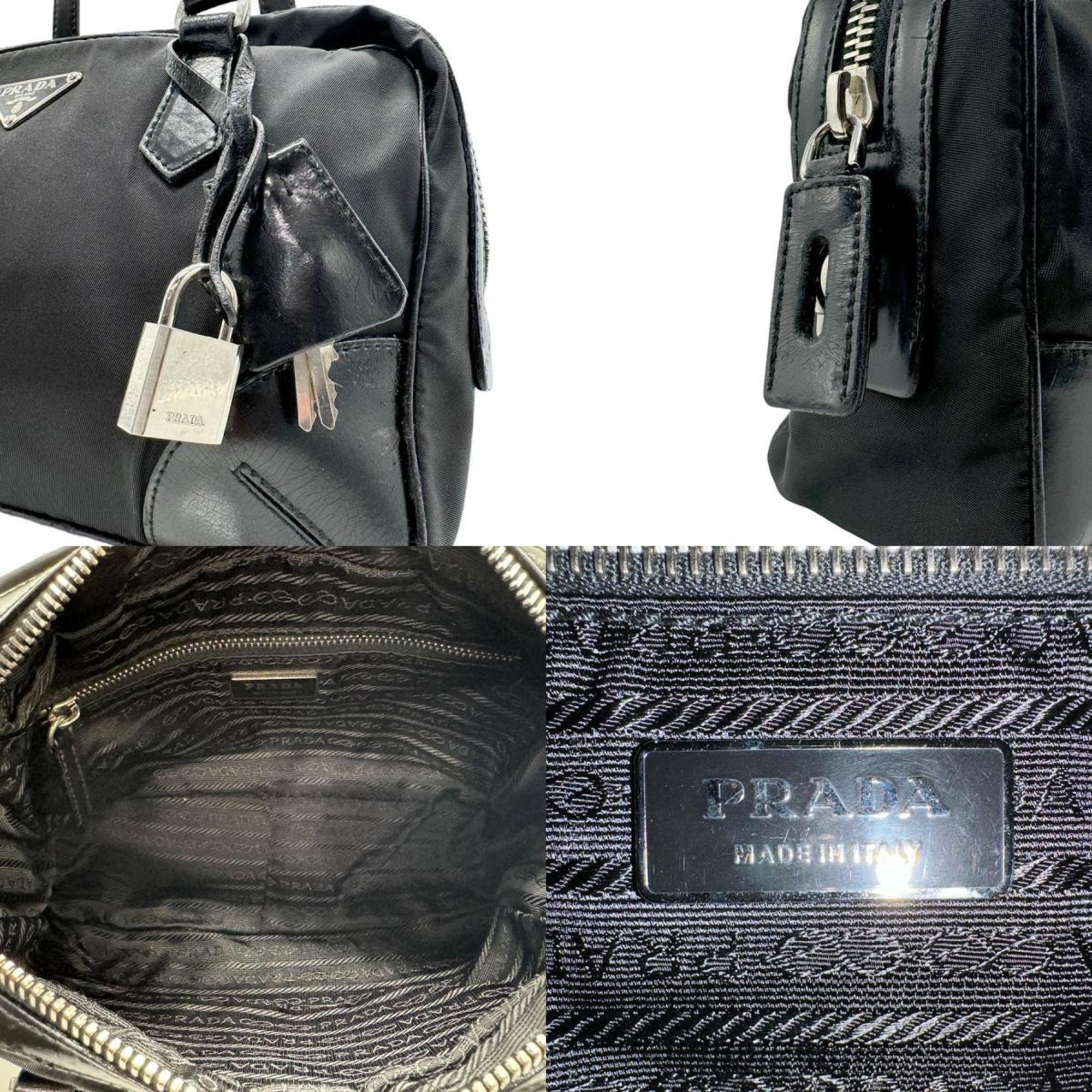 PRADA handbag nylon leather black ladies z2728