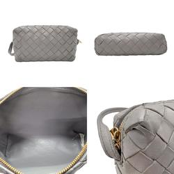 Bottega Veneta Shoulder Bag Intrecciato Leather Grey Gold Women's z2709