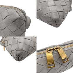 Bottega Veneta Shoulder Bag Intrecciato Leather Grey Gold Women's z2709