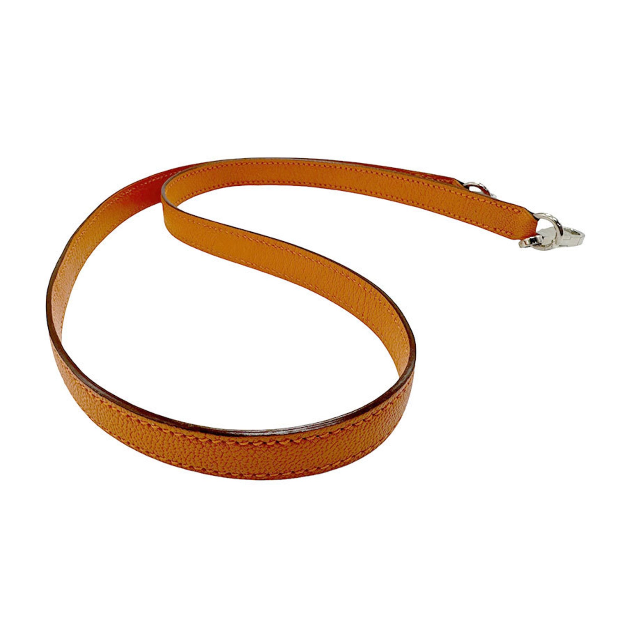 Hermes HERMES Shoulder Strap Chevre Mysore Orange Silver Men's Women's z2716