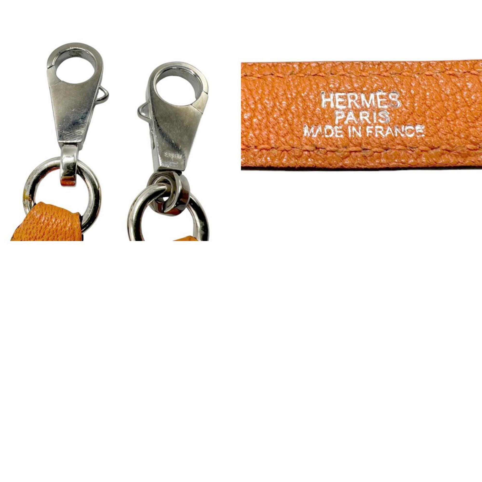 Hermes HERMES Shoulder Strap Chevre Mysore Orange Silver Men's Women's z2716