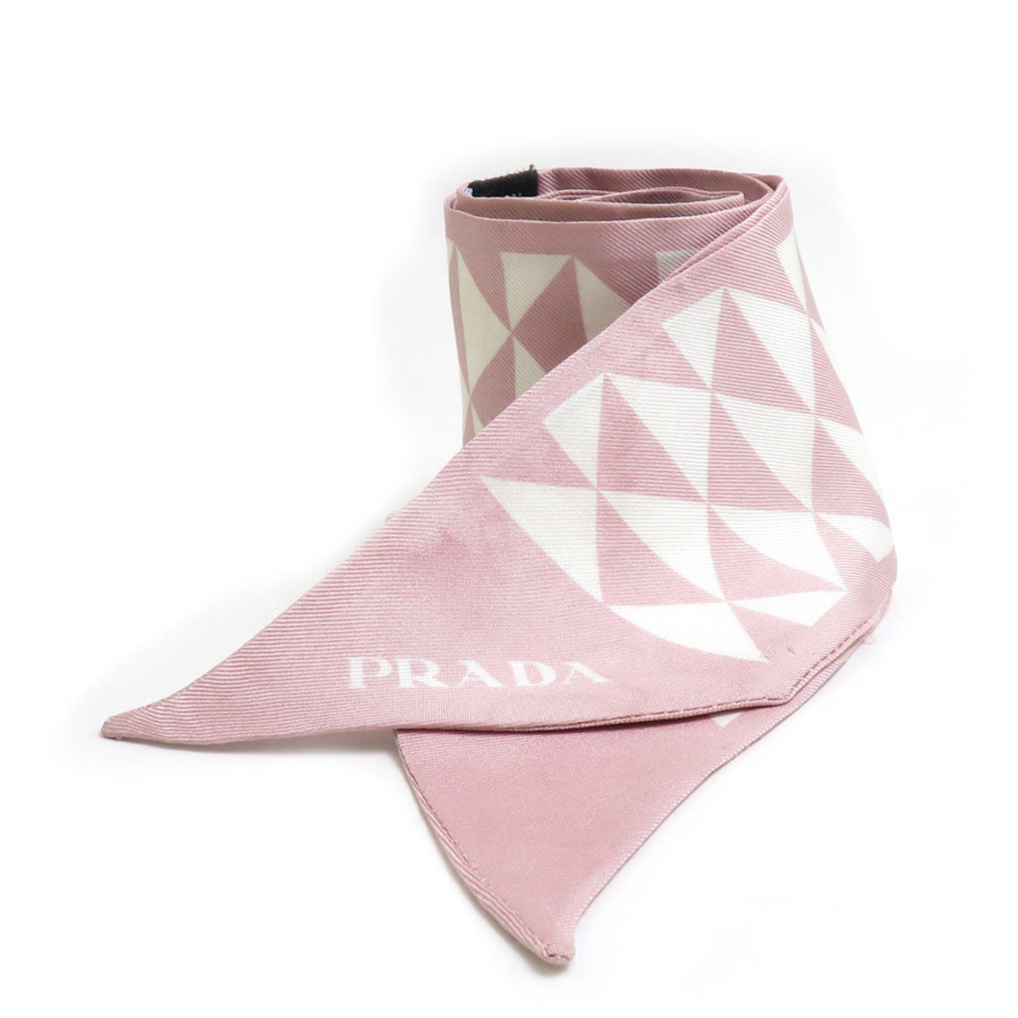 PRADA Scarf Muffler Ribbon Silk Pink Women's h30649a