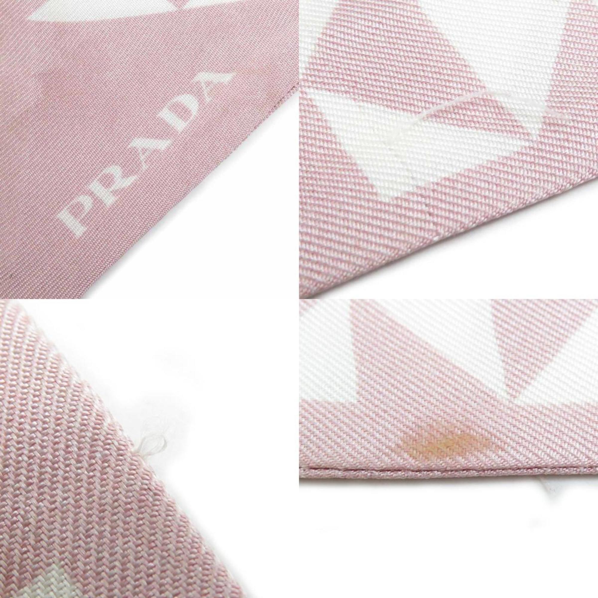 PRADA Scarf Muffler Ribbon Silk Pink Women's h30649a