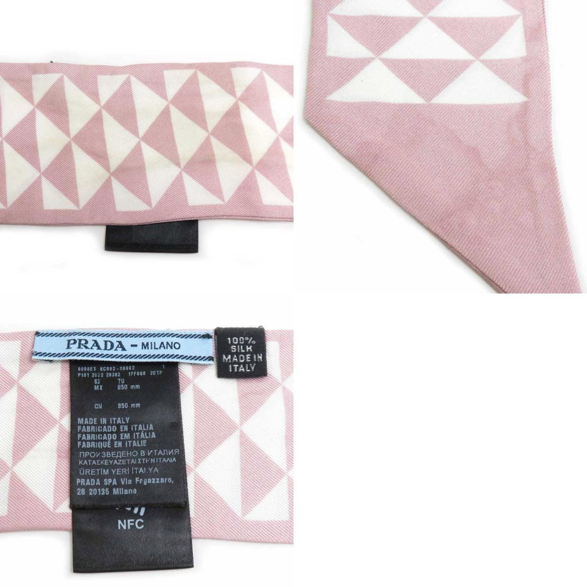 PRADA Scarf Muffler Ribbon Silk Pink Women's h30649a