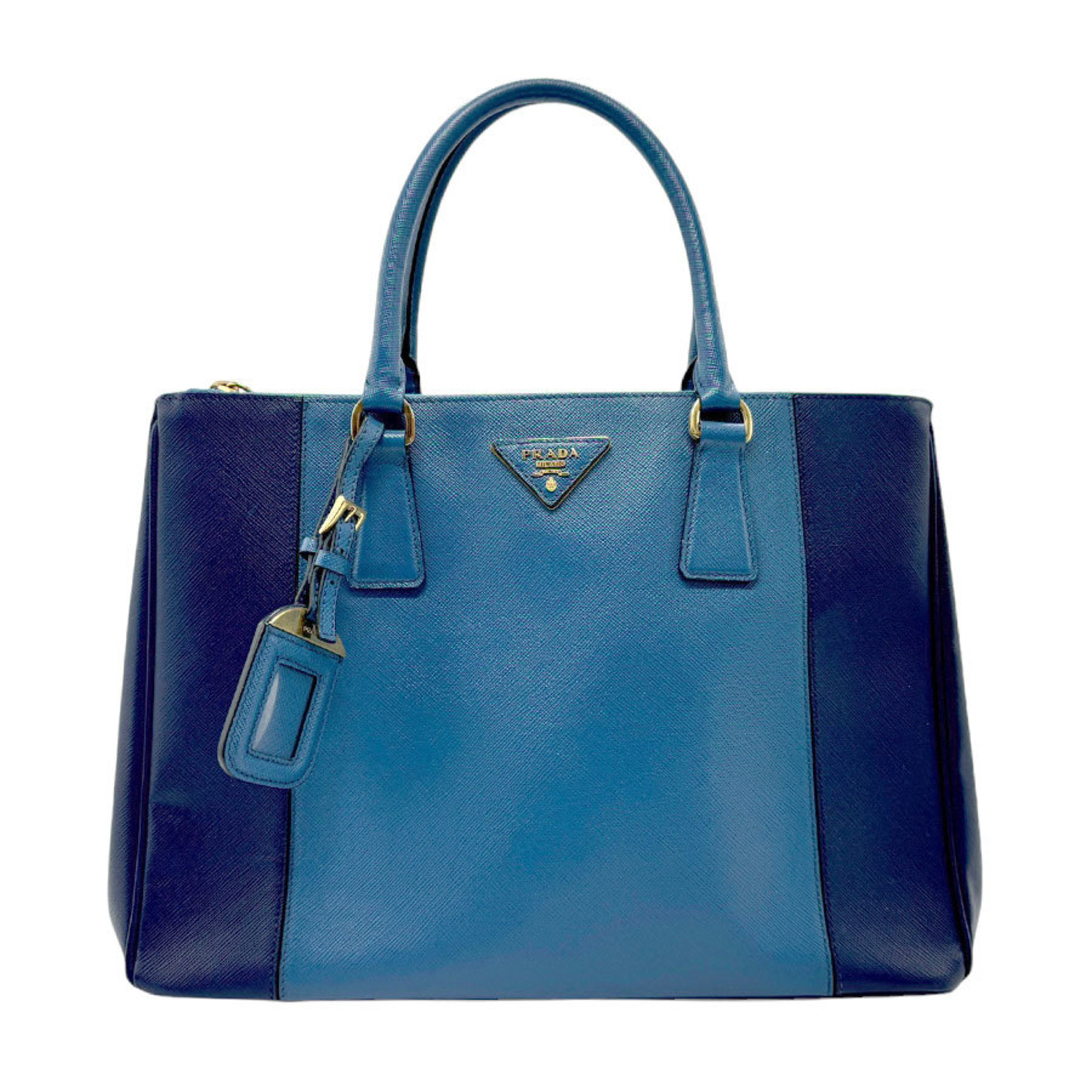 PRADA handbag shoulder bag leather blue ladies n0683