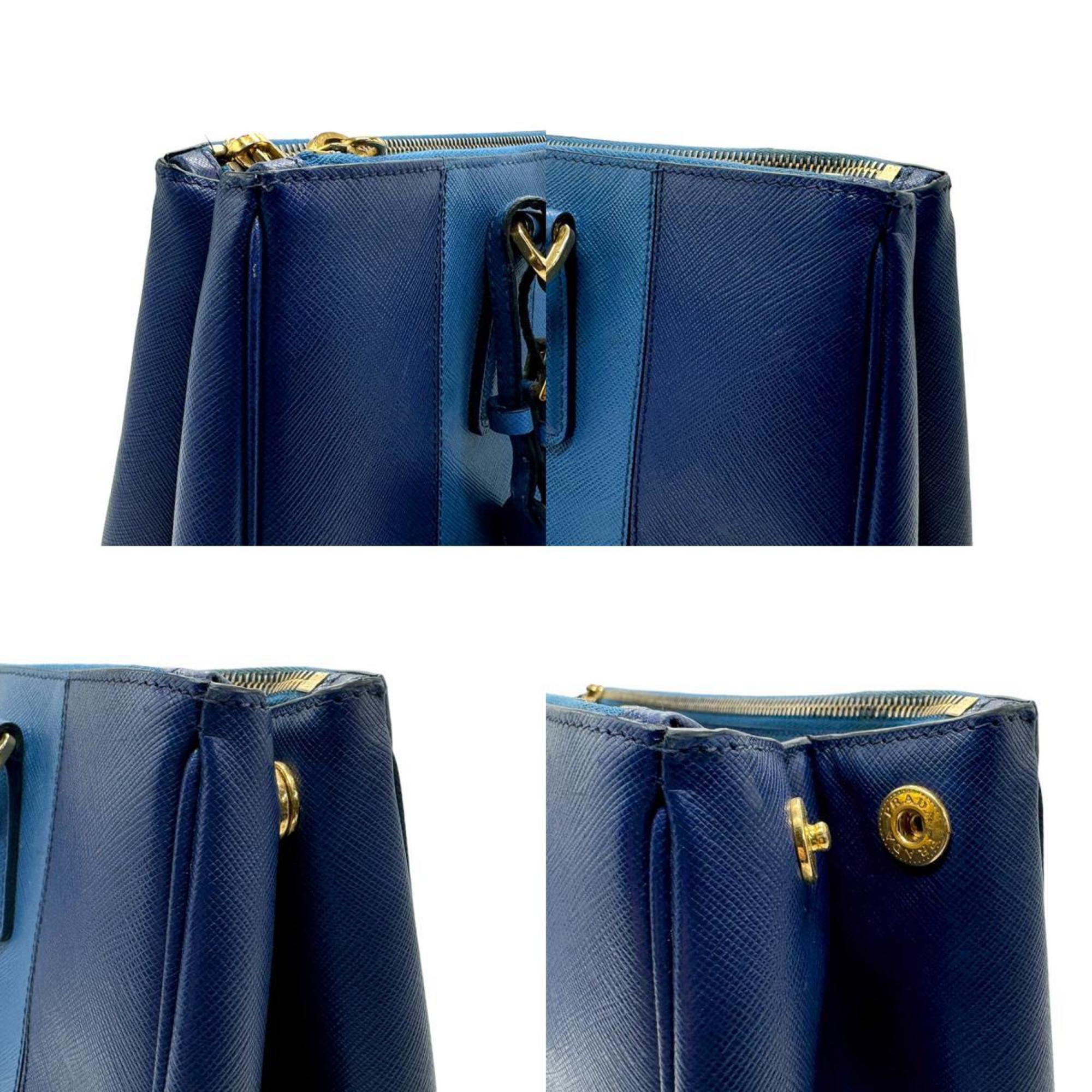 PRADA handbag shoulder bag leather blue ladies n0683