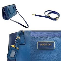 PRADA handbag shoulder bag leather blue ladies n0683