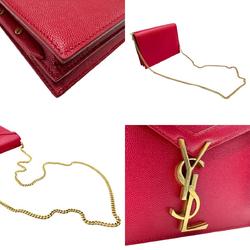 Saint Laurent SAINT LAURENT Shoulder Bag Leather Red Gold Women's 532750 z2737