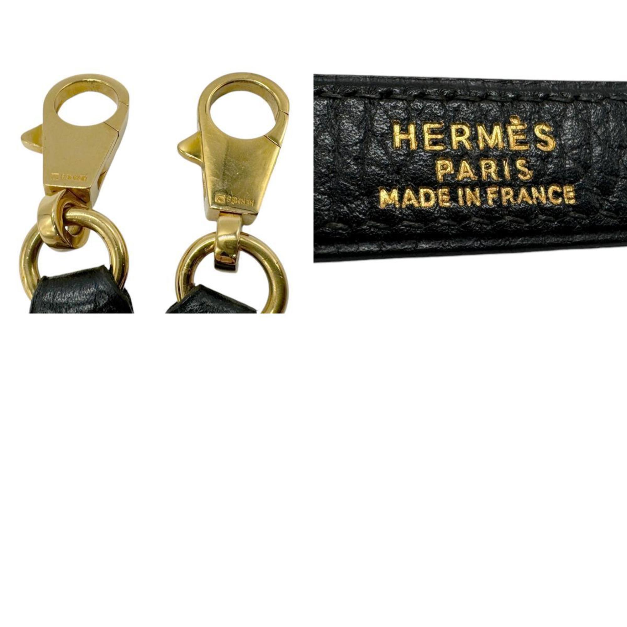 Hermes Shoulder Strap for Kelly/Bolide, Taurillon Clemence, Black, Gold, Women's, z2720