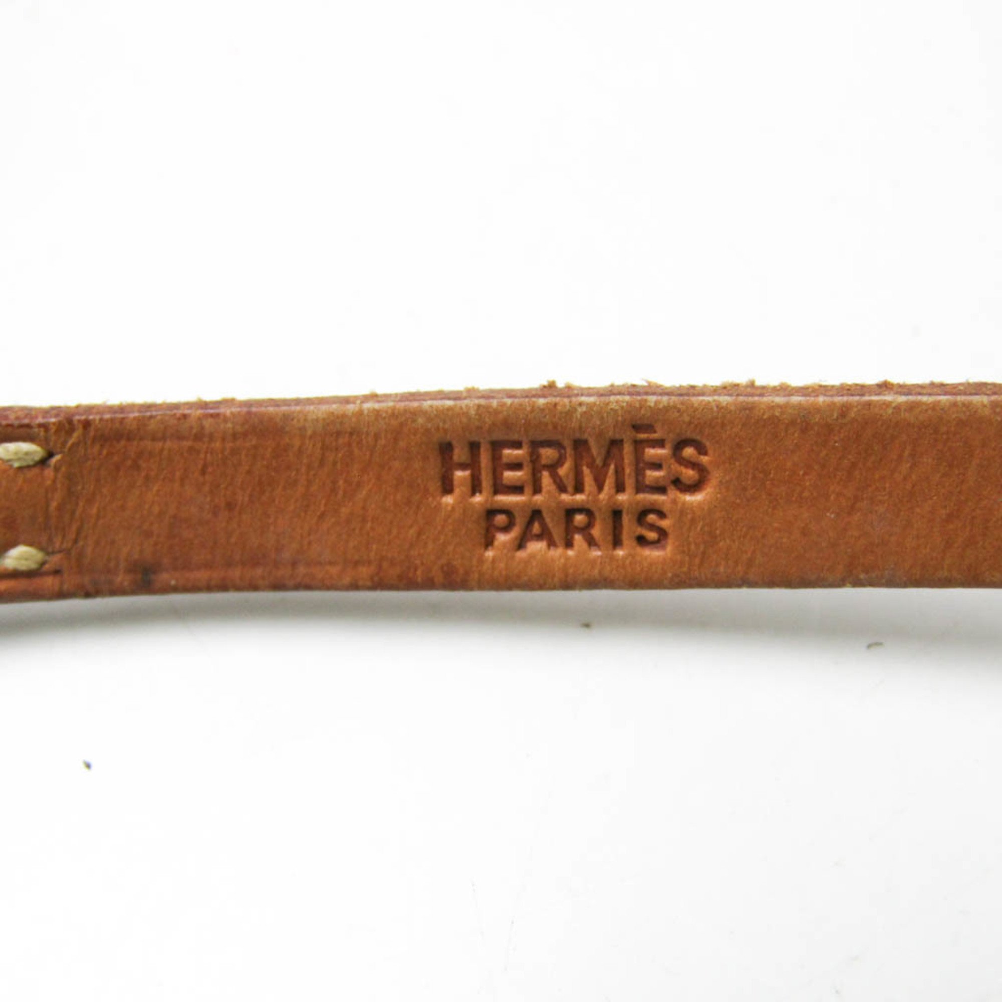 Hermes Hapi 4-row Bracelet Choker Leather,Metal No Stone Bangle Brown,Silver