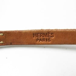 Hermes Hapi 4-row Bracelet Choker Leather,Metal No Stone Bangle Brown,Silver