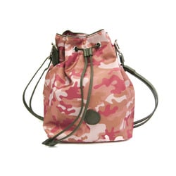 Hunting World Drawstring Type Women's Leather,Nylon Shoulder Bag Khaki,Pink