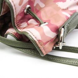 Hunting World Drawstring Type Women's Leather,Nylon Shoulder Bag Khaki,Pink