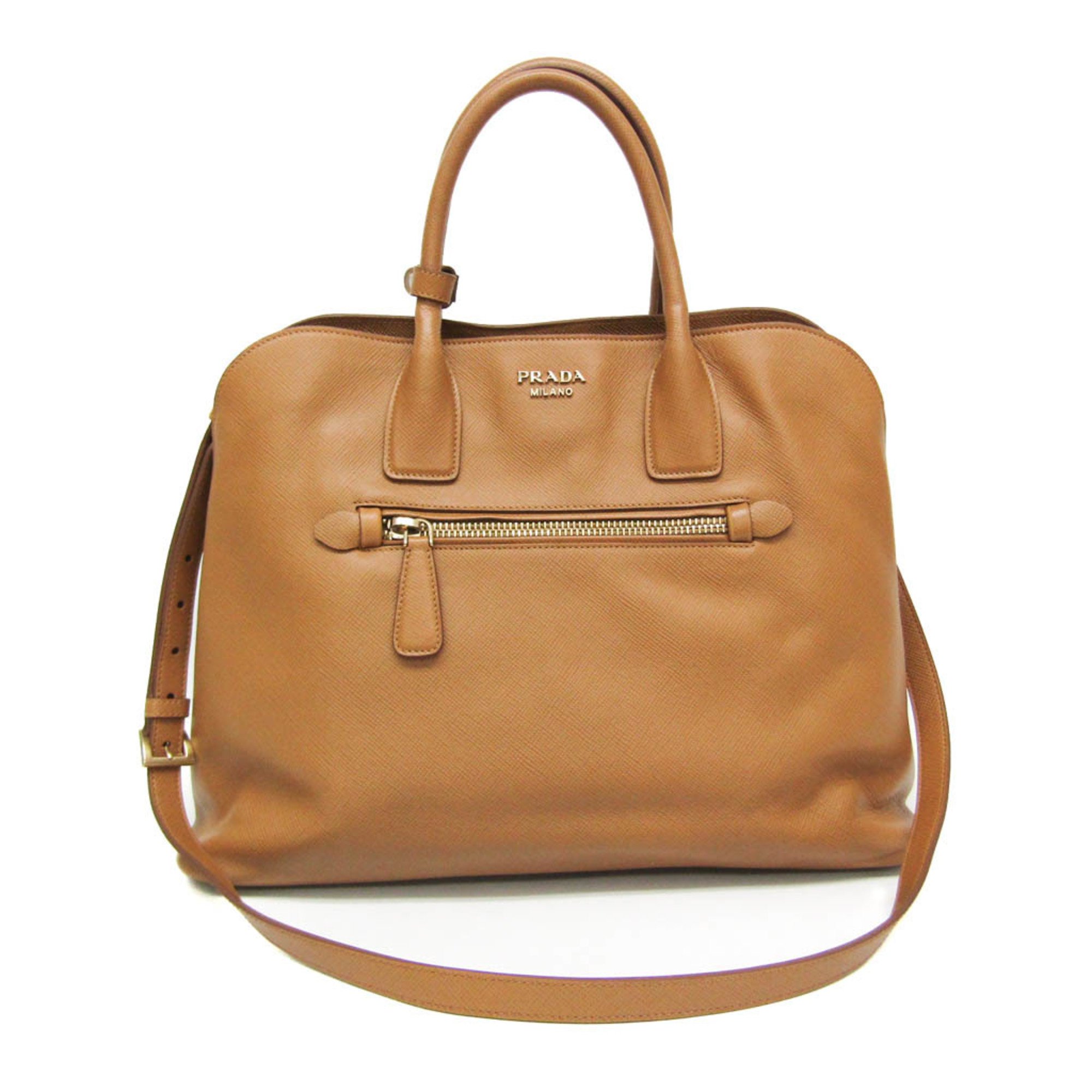 Prada Saffiano BN2553 Women's Leather Handbag,Shoulder Bag Camel