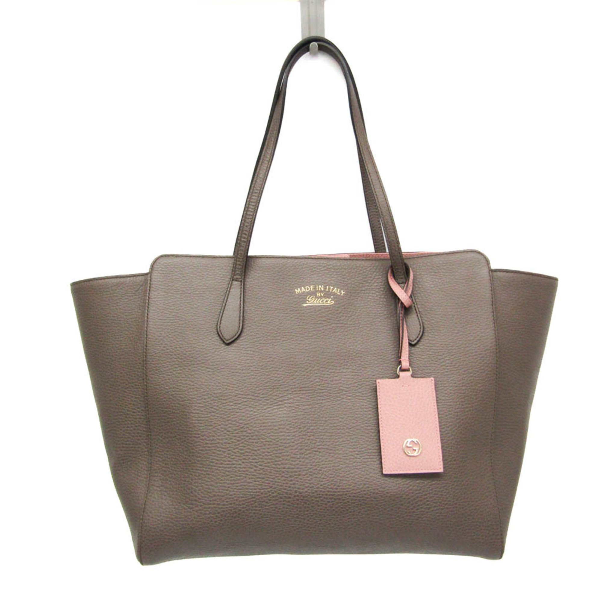 Gucci Gucci Swing 354397 Women's Leather Tote Bag Gray Brown,Pink