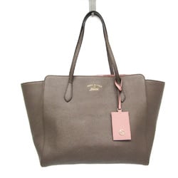 Gucci Gucci Swing 354397 Women's Leather Tote Bag Gray Brown,Pink