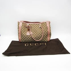 Gucci GG Canvas Bella Bamboo Tassel 269945 Women's Leather,Canvas Tote Bag Beige,Pink