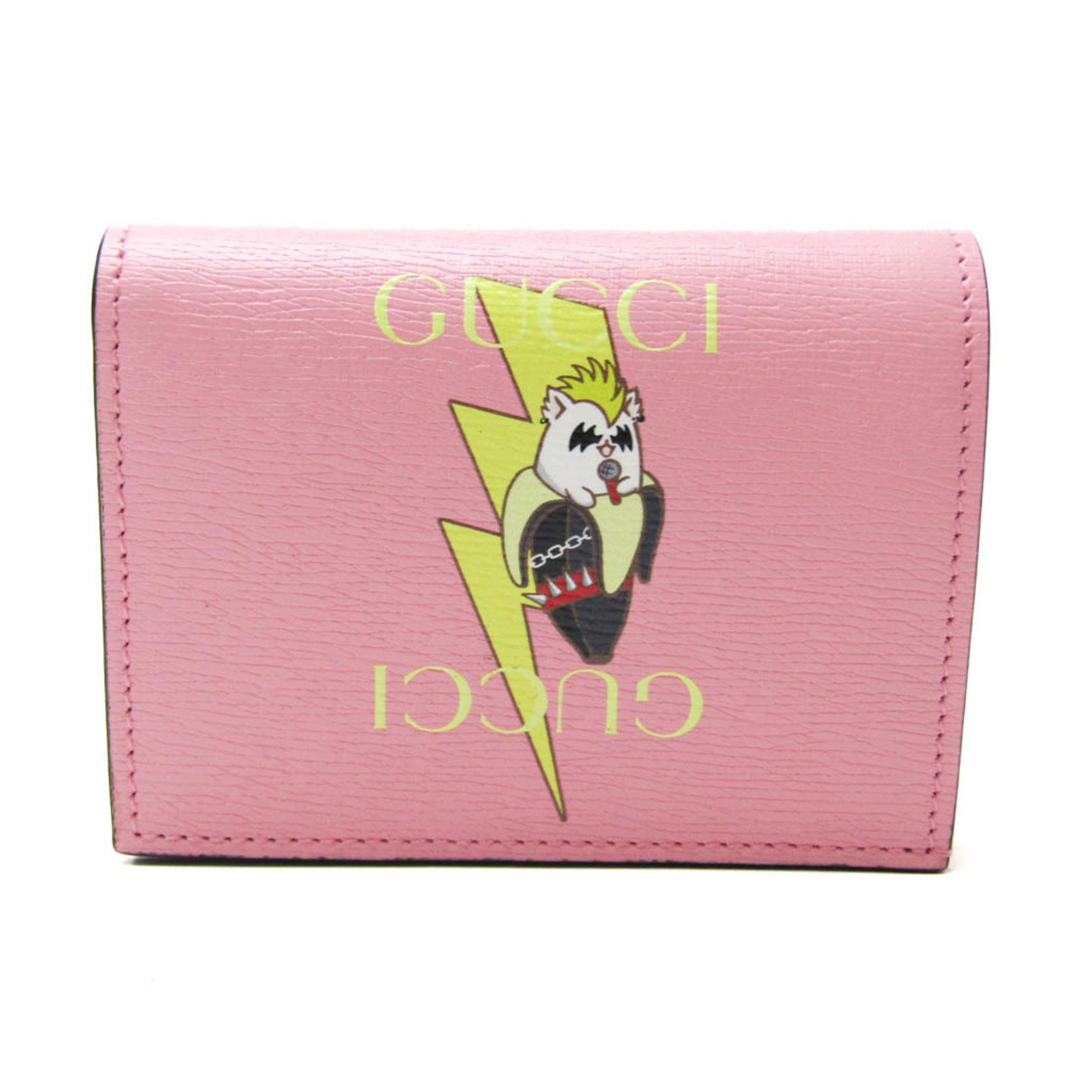 Gucci Bananya 701009 Women's Leather Wallet (bi-fold) Multi-color,Pink