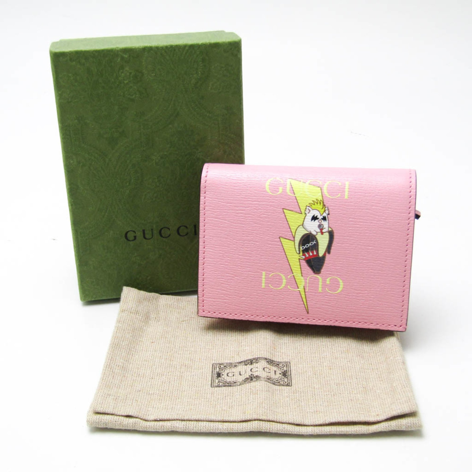 Gucci Bananya 701009 Women's Leather Wallet (bi-fold) Multi-color,Pink