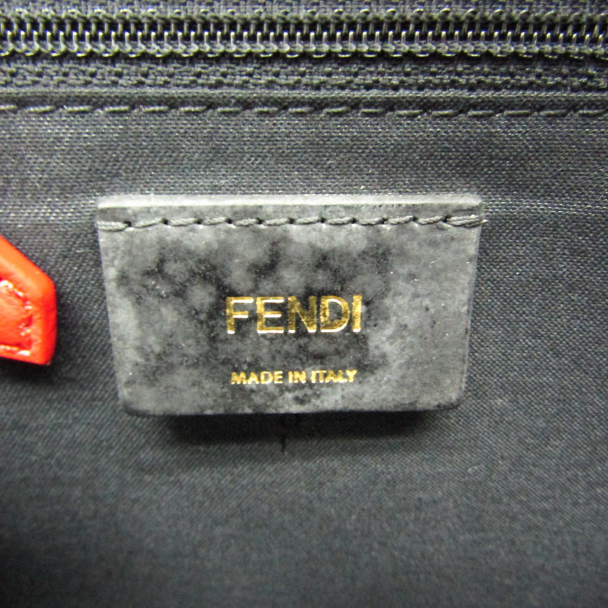 Fendi Bag Bugs 8BZ038 Women's Nylon,Leather Backpack Red Color