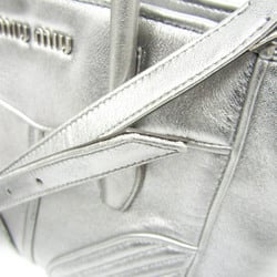 Miu Miu NAPPA BIKER 5BA145 Women's Leather Handbag,Shoulder Bag Silver