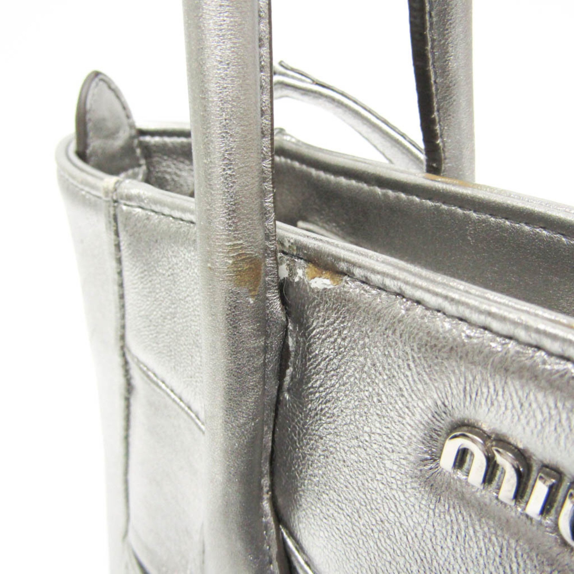 Miu Miu NAPPA BIKER 5BA145 Women's Leather Handbag,Shoulder Bag Silver