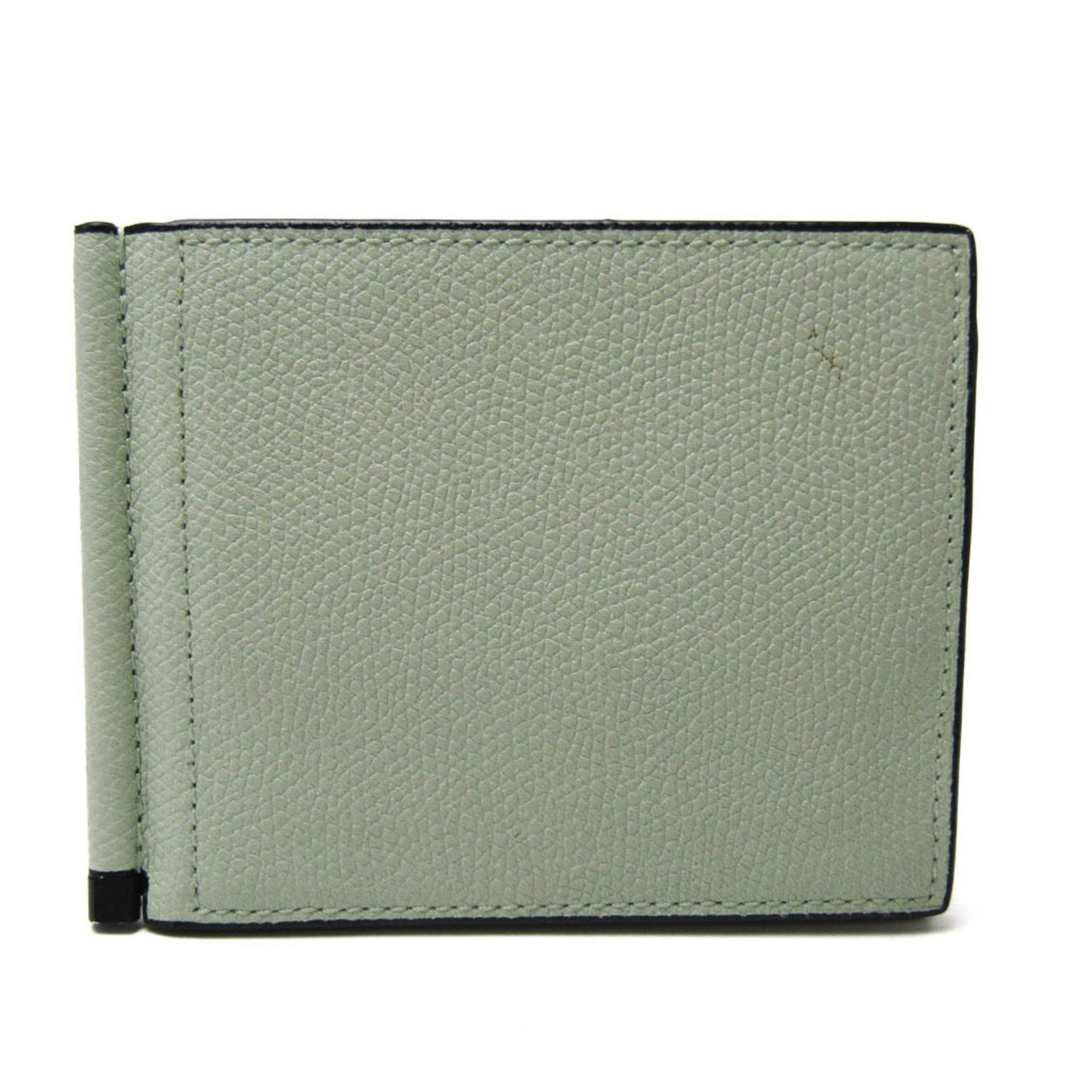 Valextra Money Clip Men,Women Leather Bill Wallet (bi-fold) Light Green