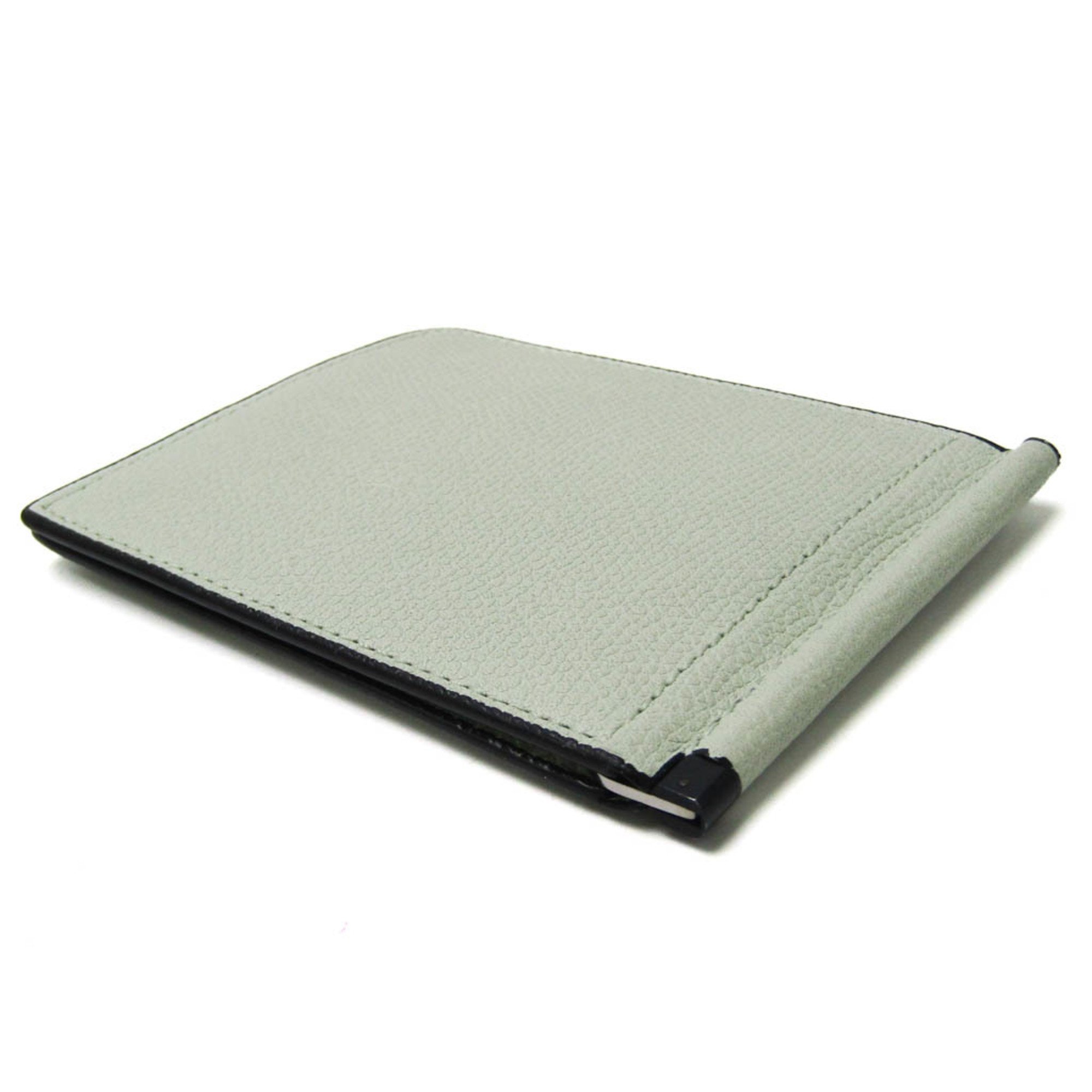 Valextra Money Clip Men,Women Leather Bill Wallet (bi-fold) Light Green