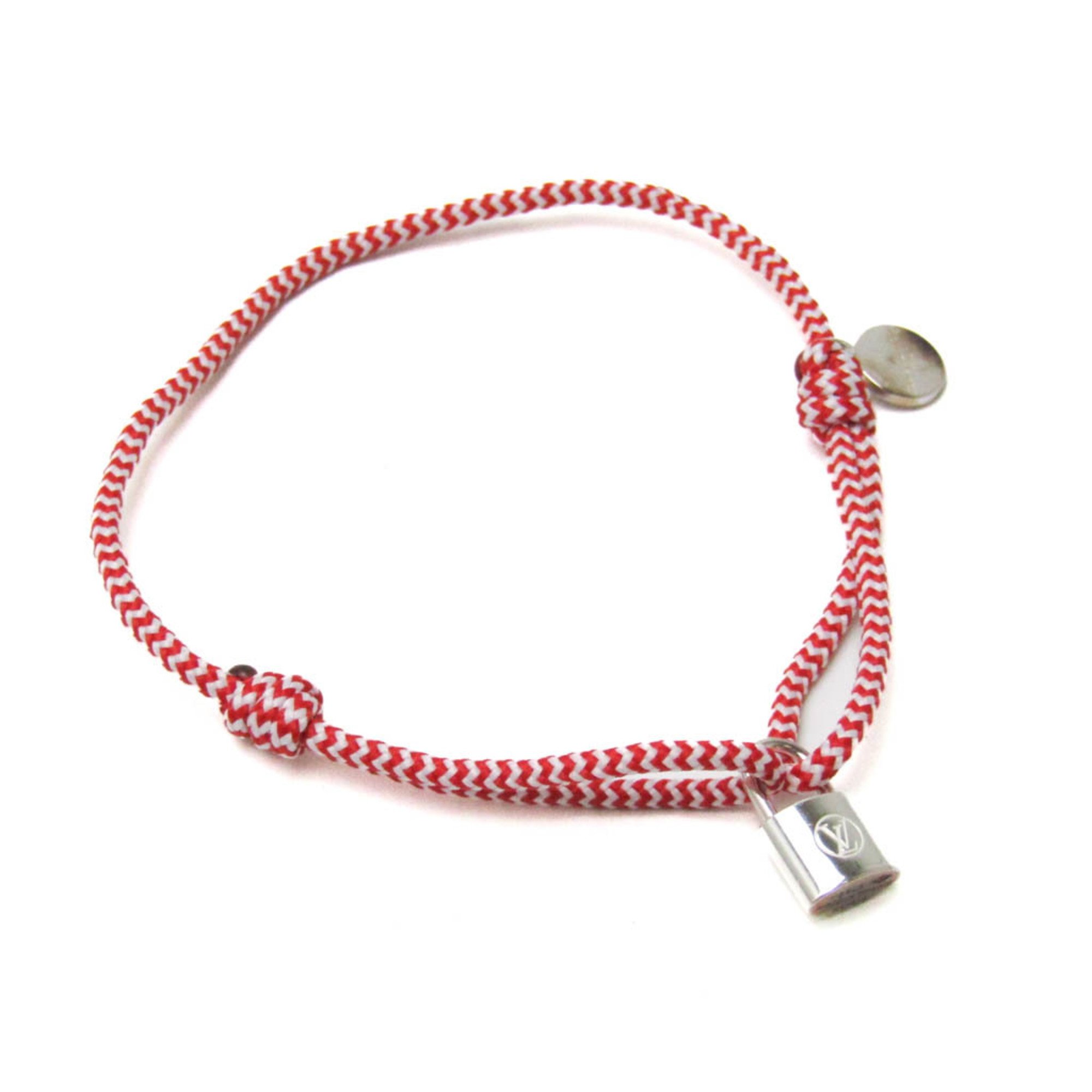 Louis Vuitton Silver Lockit Bracelet Sophie Turner Q95705 Cotton,Silver No Stone Charm Bracelet Red Color,Silver,White