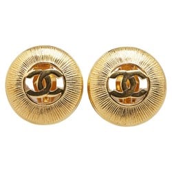 Chanel Coco Mark Circle Earrings Gold Plated Women's CHANEL