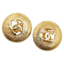 Chanel Coco Mark Circle Earrings Gold Plated Women's CHANEL