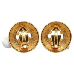 Chanel Coco Mark Circle Earrings Gold Plated Women's CHANEL