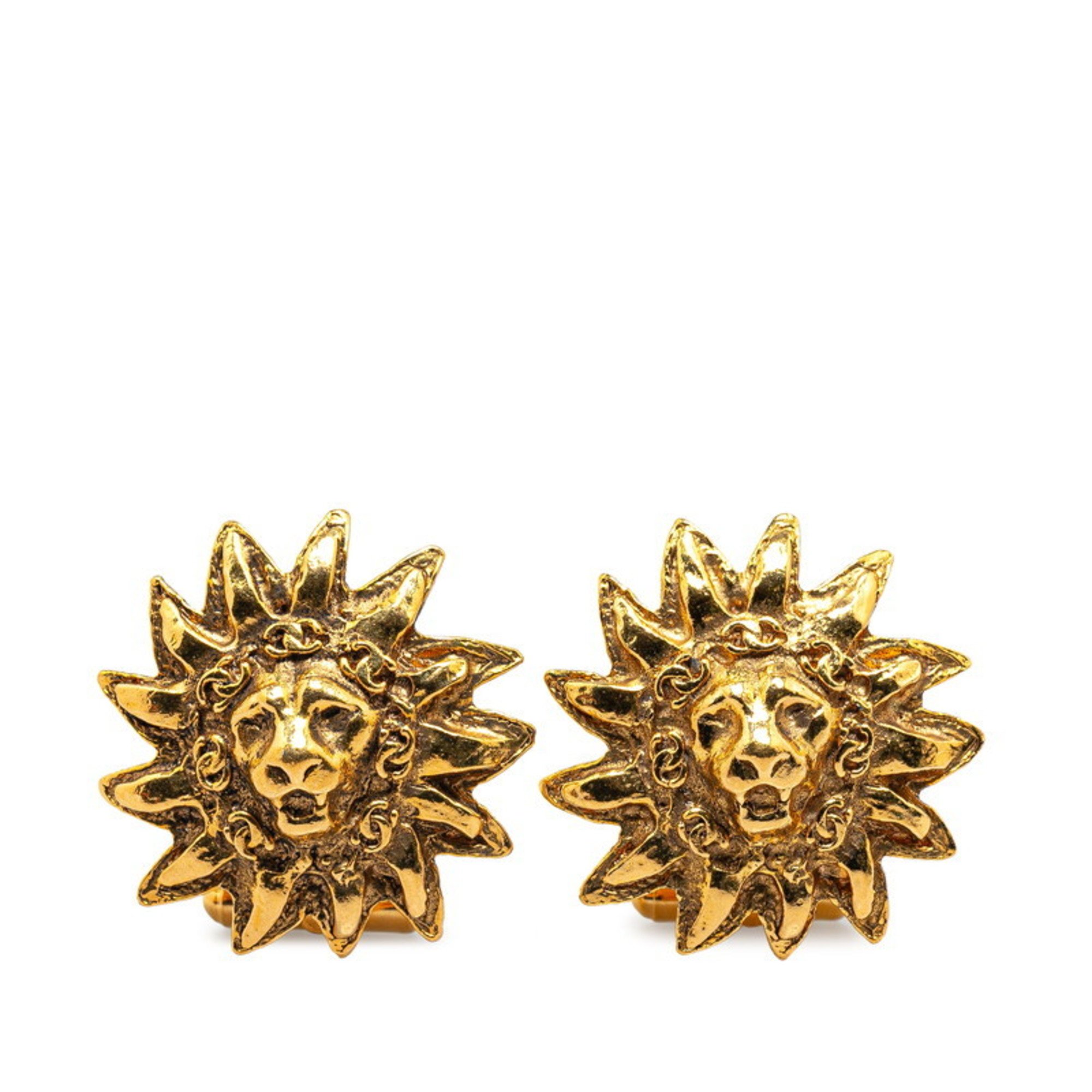 Chanel Lion Sun Chain Motif Cufflinks Gold Plated Women's CHANEL